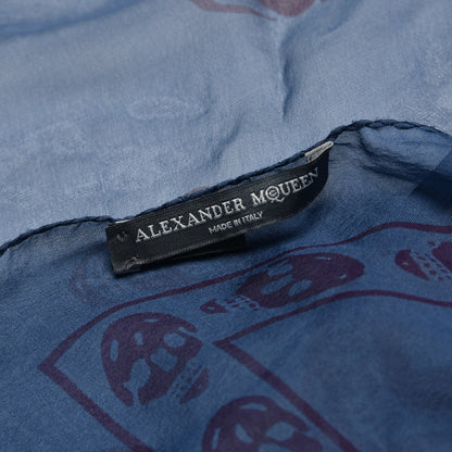 Alexander McQueen Silk Chiffon Skull Scarf Blue 5 of 5