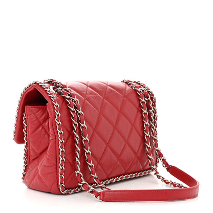 Chanel Crumpled Calfskin Medium Chain All Over Flap Red 3 of 10