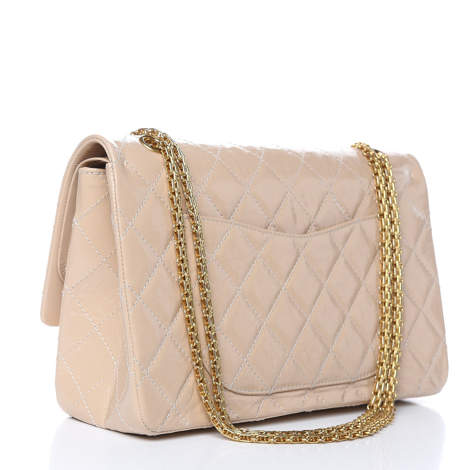 Chanel Distressed Patent Calfskin Quilted 2.55 Reissue 227 Flap Beige 3 of 11