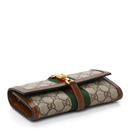 Gucci GG Supreme Monogram Azalea Calfskin Web Jackie 1961 Chain Wallet Beige Ebony Brown Sugar 4 of 9
