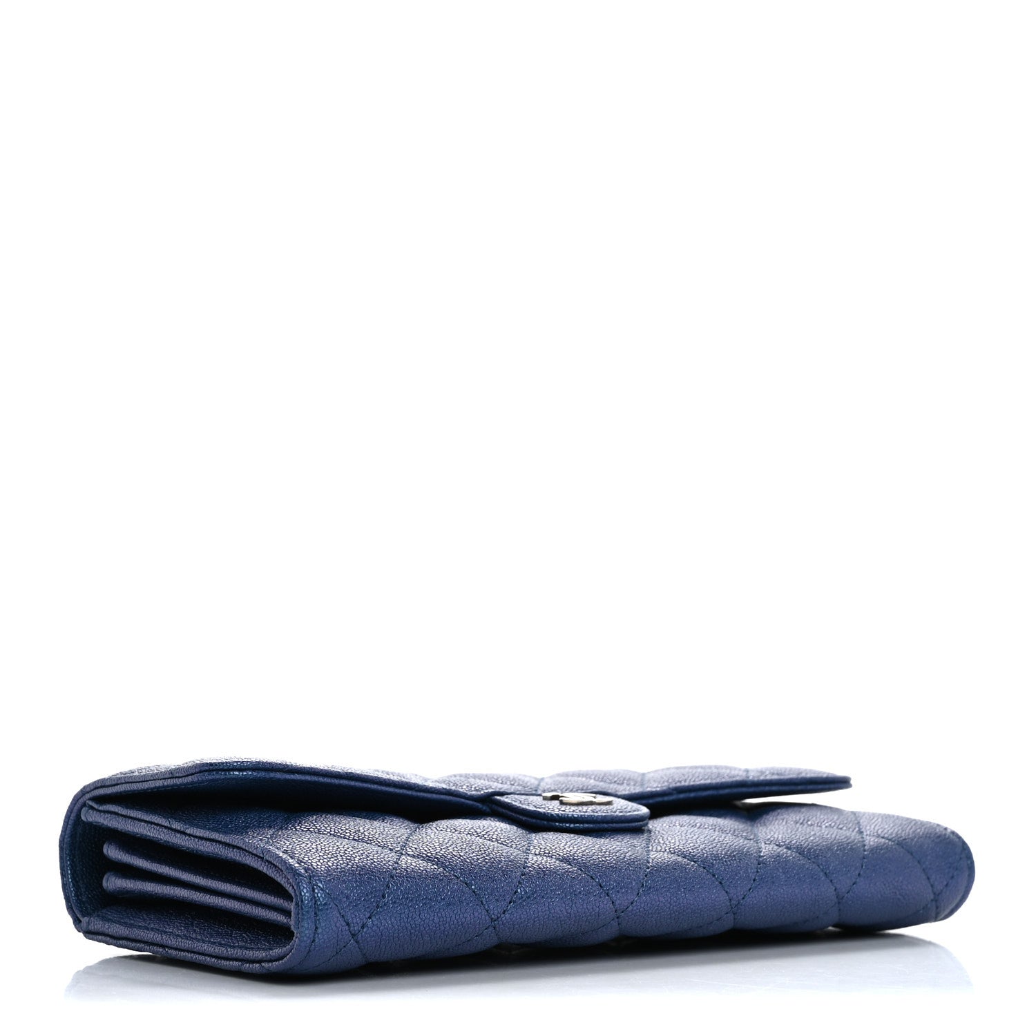 Chanel Iridescent Caviar Quilted Large Gusset Flap Wallet Dark Blue 4 of 9