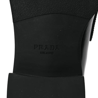 Prada Spazzolato Metal Triangle Logo 50mm Loafers 38 Black 8 of 15