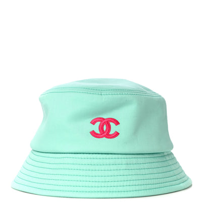 Chanel Cotton CC Cloche Bucket Hat L Turquoise Fuchsia 2 of 5