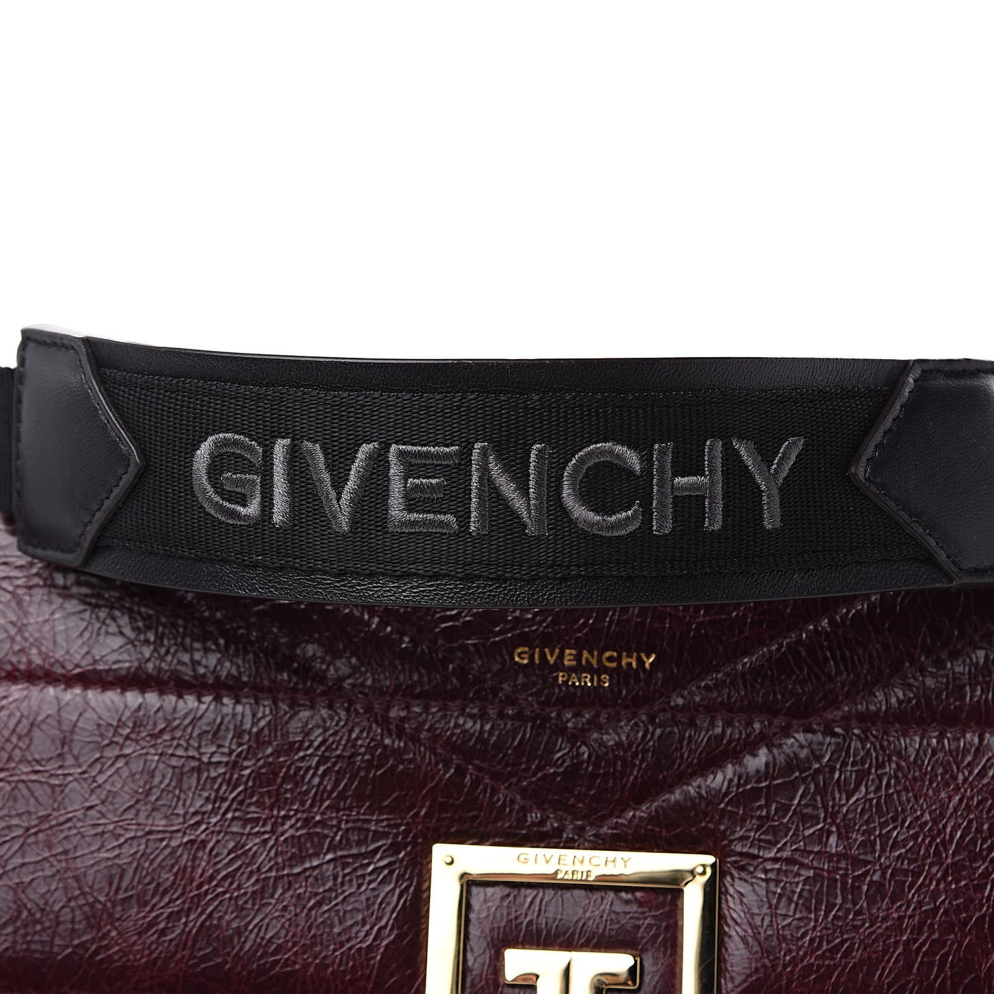 Creased Patent Calfskin Medium ID Flap Aubergine