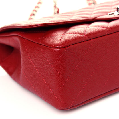Chanel Caviar Quilted Jumbo Single Flap Red 8 of 13