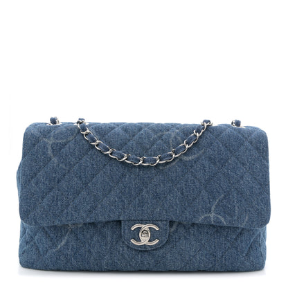 Chanel Denim Quilted CC Print Jumbo Single Flap Blue 1 of 11