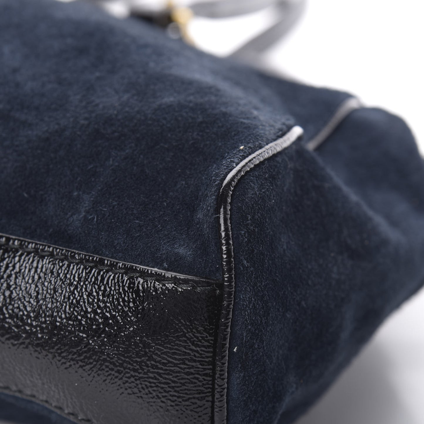 Suede Patent Ophidia Large Re(Belle) Top Handle Bag Blue Black