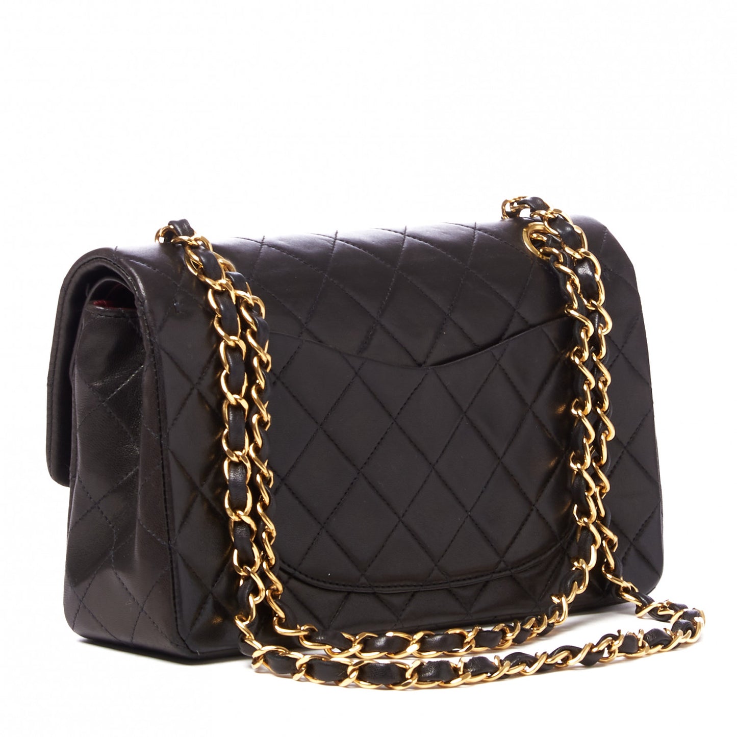 Lambskin Quilted Small Double Flap Black