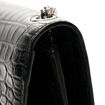 Saint Laurent Calfskin Crocodile Embossed Medium Classic Monogram Kate Tassel Satchel Black 13 of 13