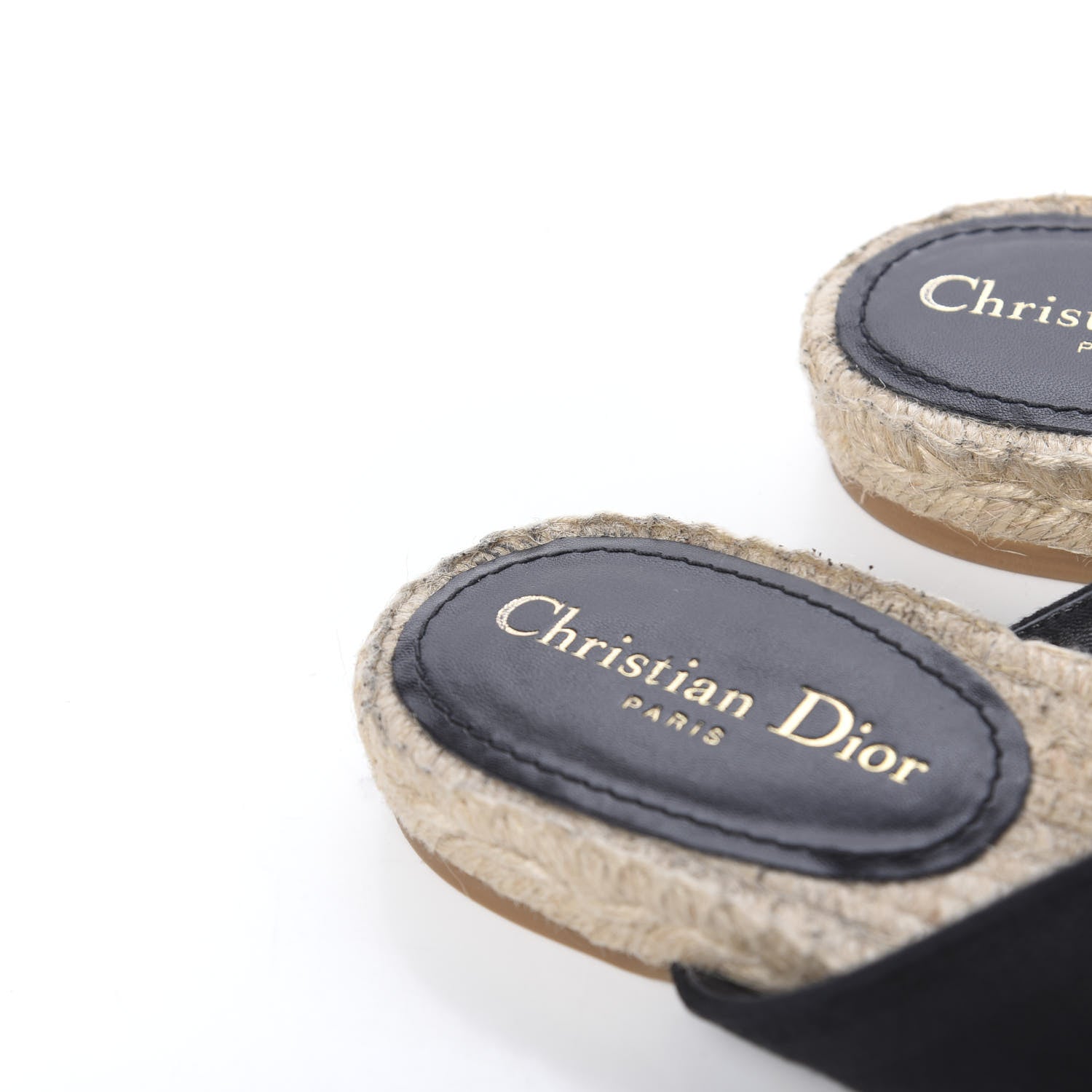 Christian Dior Canvas Embroidered Granville Espadrille Crisscross Flat Slide Sandals 39 Black 9 of 10