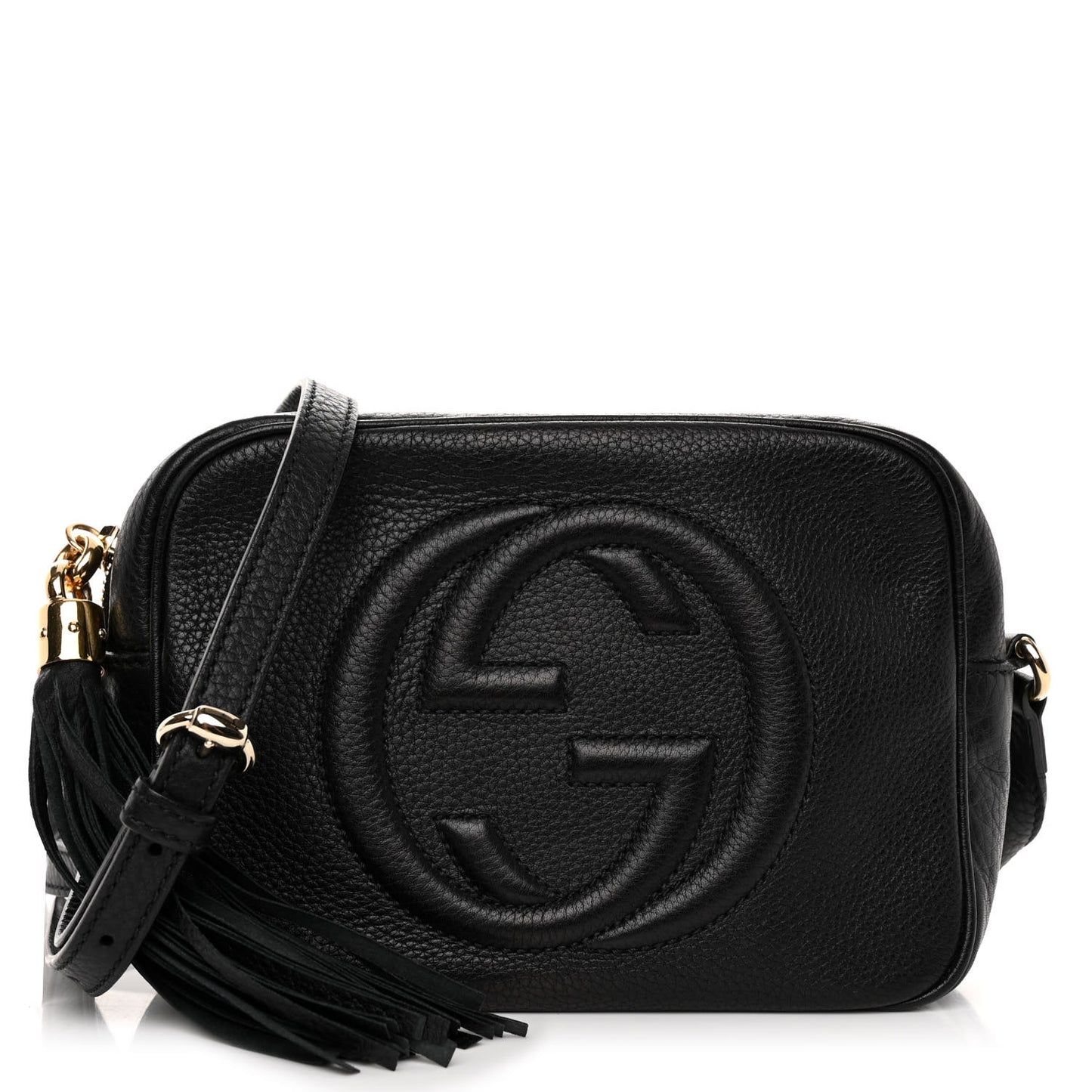 Pebbled Calfskin Small Soho Disco Bag Black