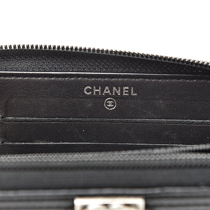 Chanel Caviar Quilted Small Boy Zip Around Wallet Black 6 of 10