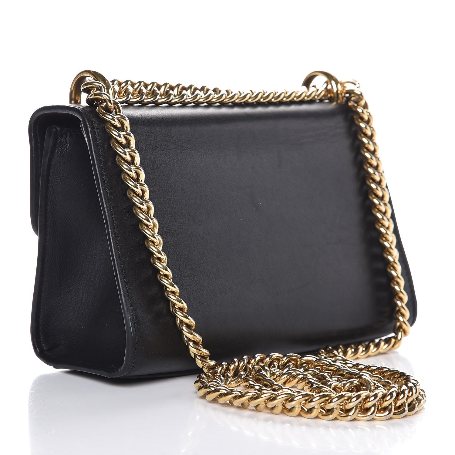 Gucci Calfskin Crystal Snake Embroidered Small Padlock Shoulder Bag Black 3 of 11