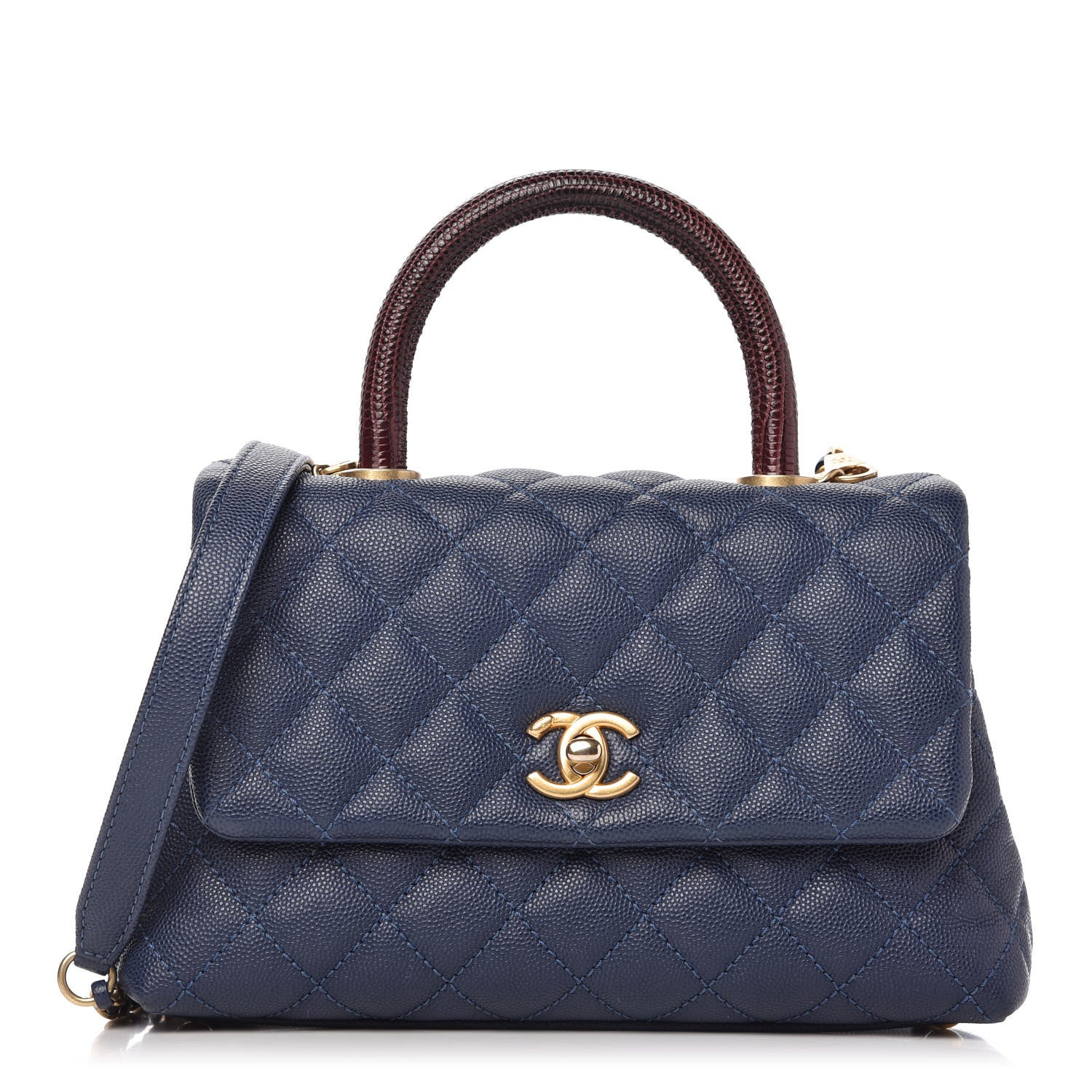 Chanel Caviar Lizard Quilted Mini Coco Handle Flap Blue 1 of 11