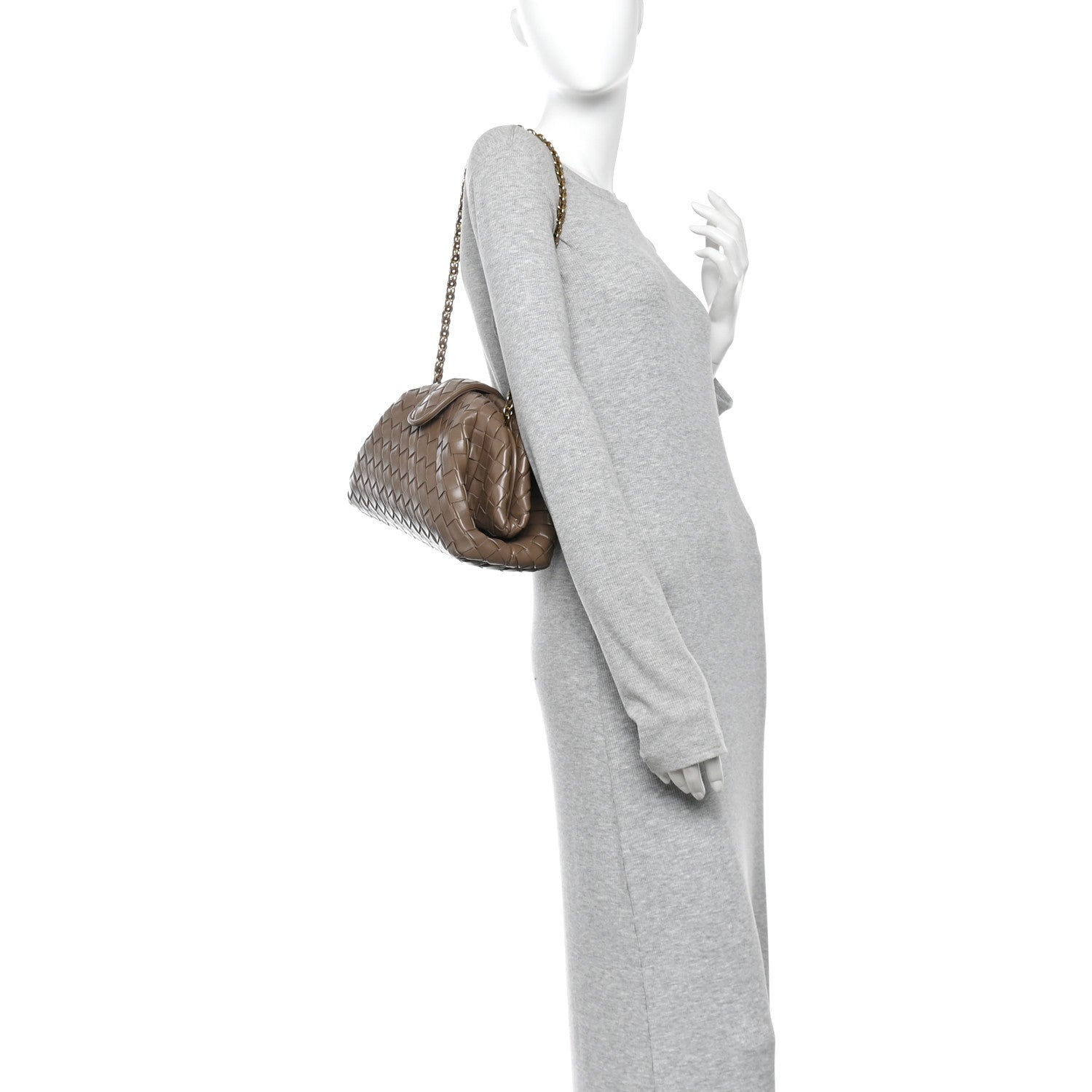 Bottega Veneta Nappa Intrecciato Teen The Lauren 1980 Clutch With Chain Pinecone 2 of 9