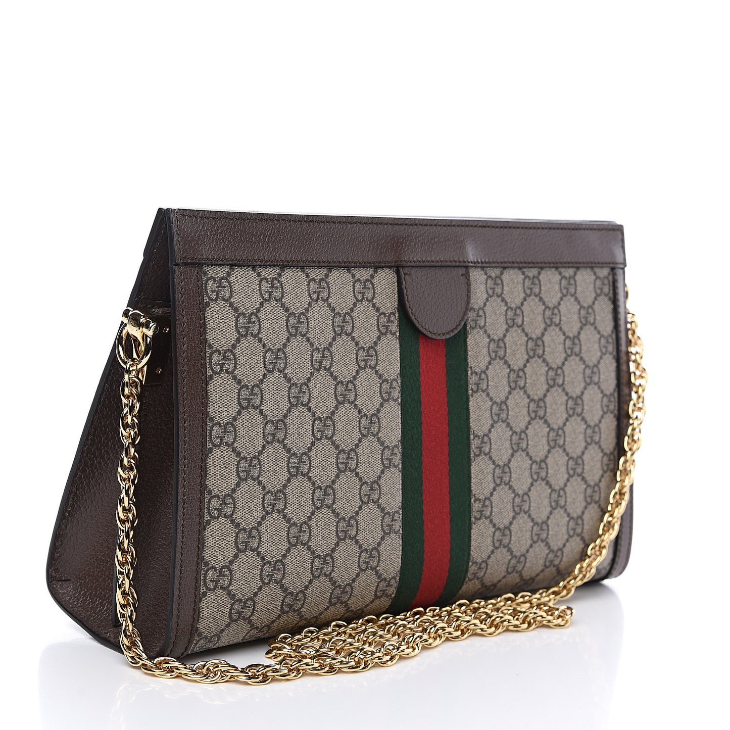 GG Supreme Monogram Web Medium Ophidia Chain Shoulder Bag Brown
