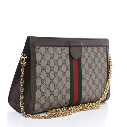 Gucci GG Supreme Monogram Web Medium Ophidia Chain Shoulder Bag Brown 2 of 9