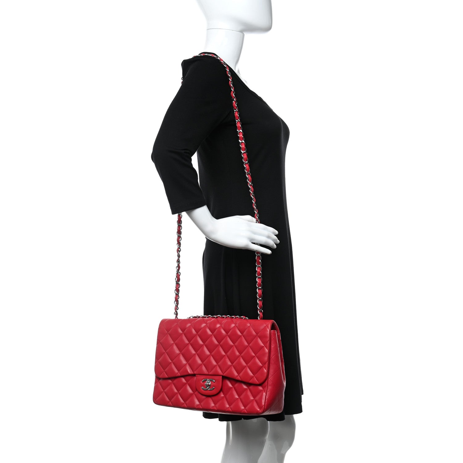 Chanel Lambskin Quilted Jumbo Single Flap Dark Pink 2 of 12