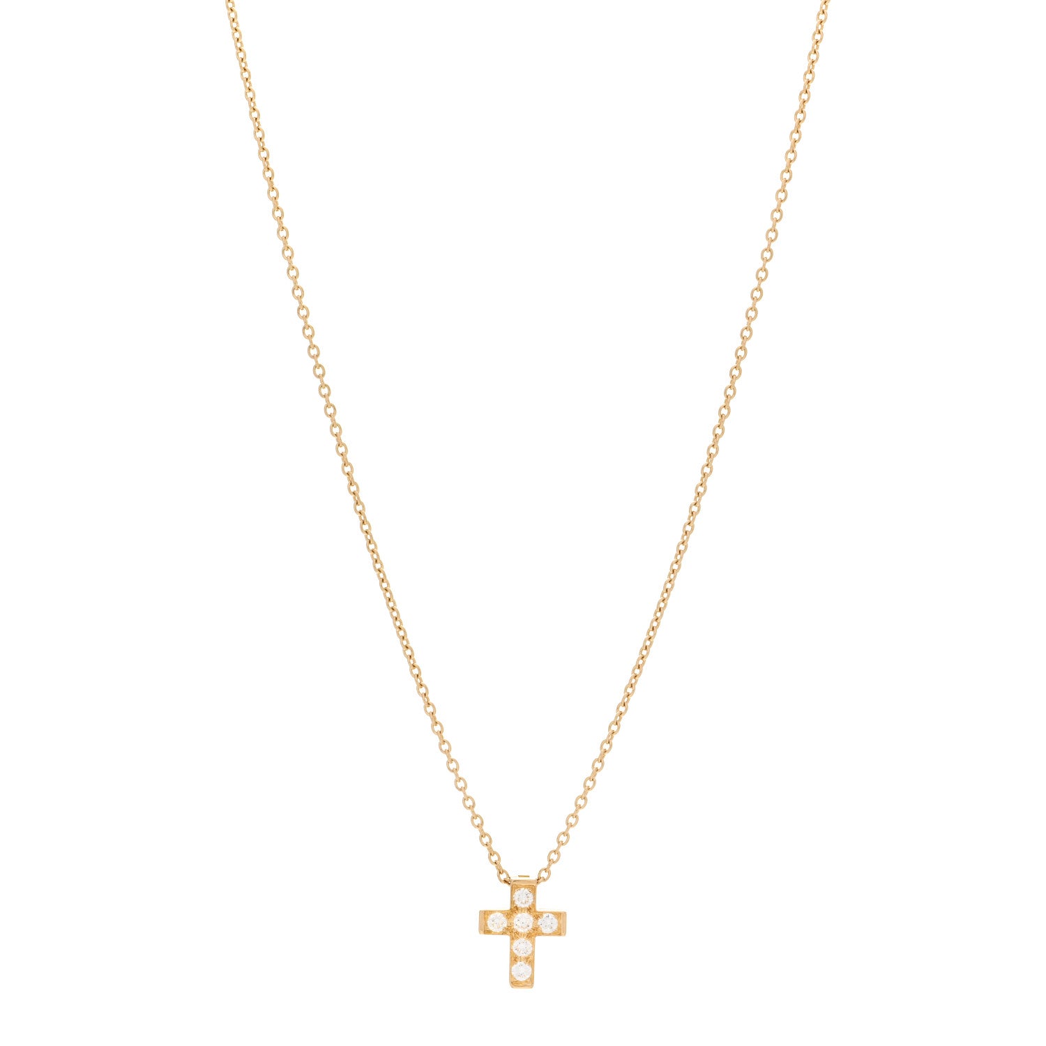 Van Cleef & Arpels 18K Yellow Gold Diamond Cross Pendant Necklace 1 of 4