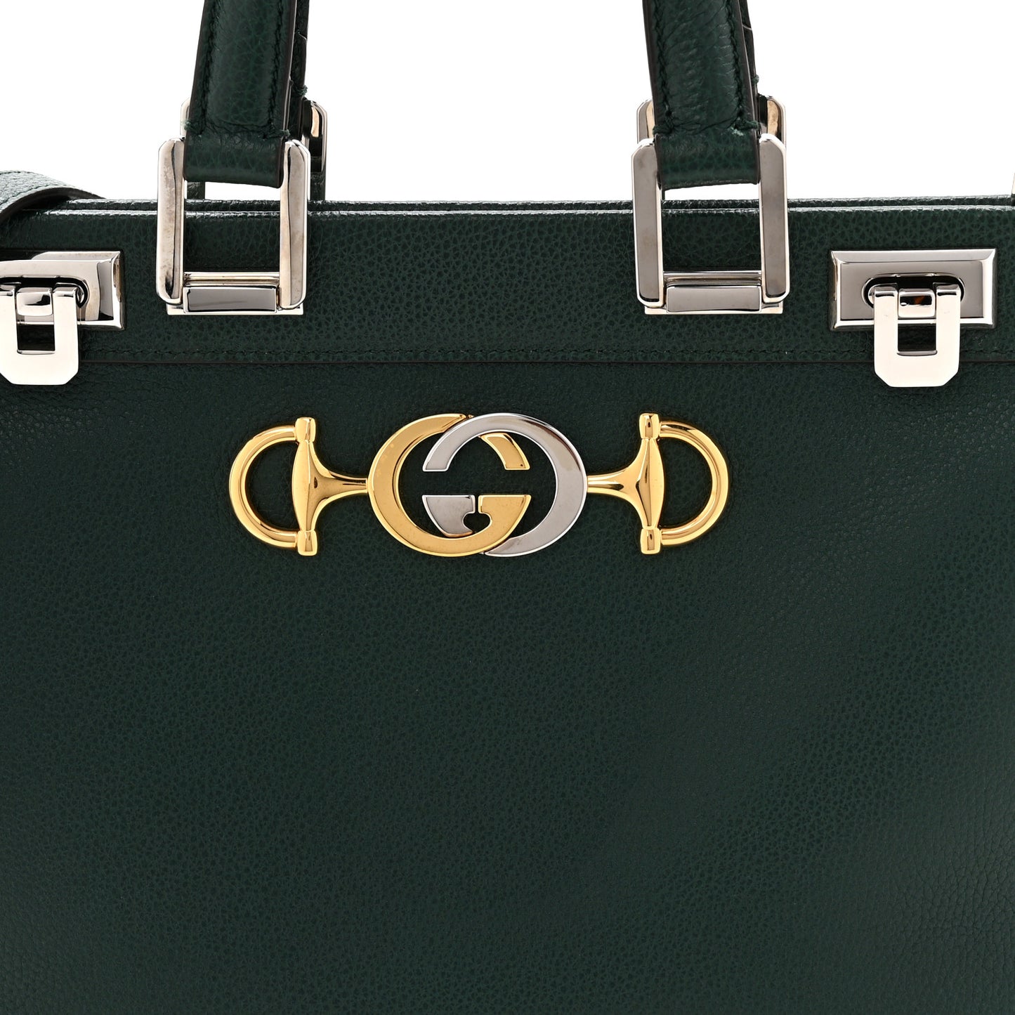 Grainy Calfskin Small Zumi Top Handle Bag Vintage Green