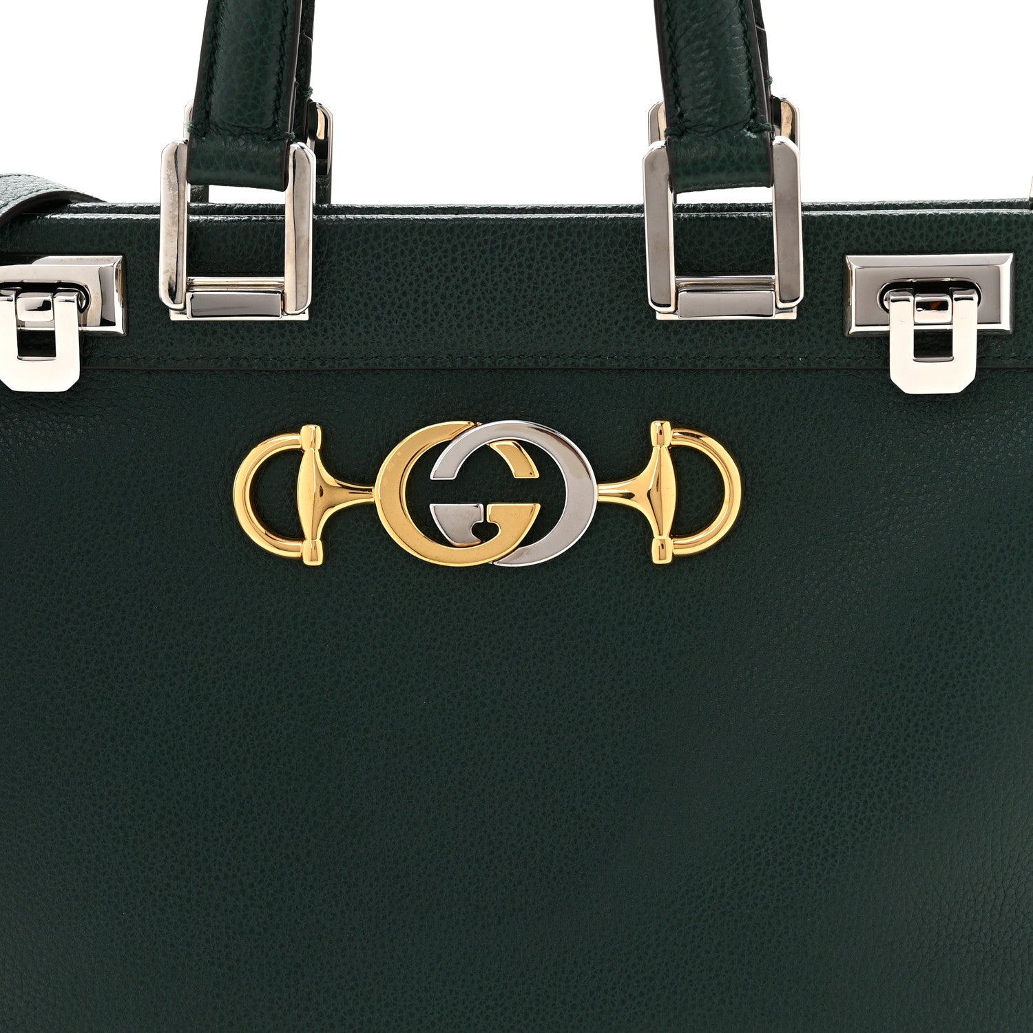 Gucci Grainy Calfskin Small Zumi Top Handle Bag Vintage Green 8 of 11