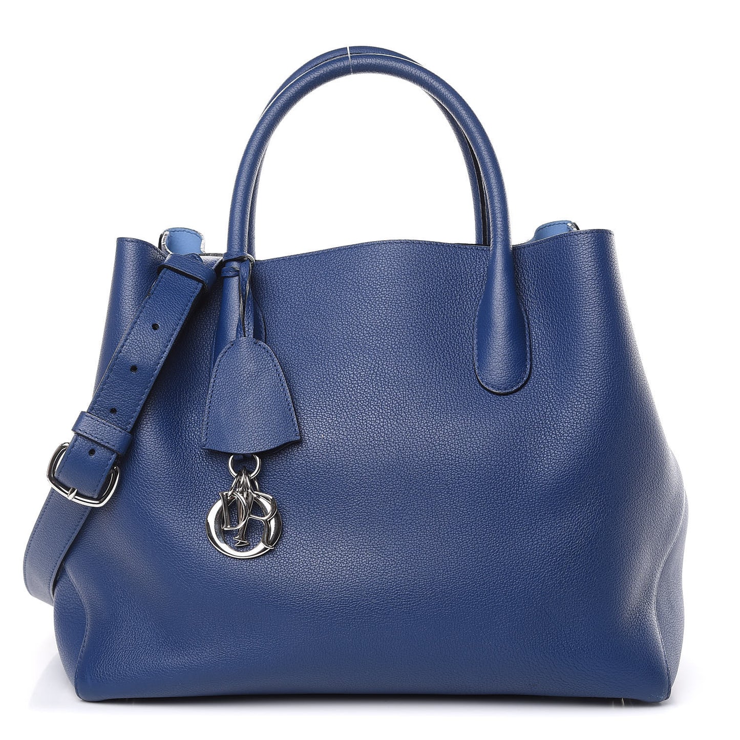 Supple Grained Calfskin Large Open Bar Tote Blue