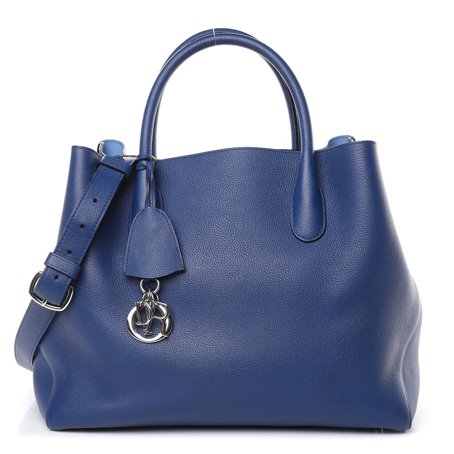 Christian Dior Supple Grained Calfskin Large Open Bar Tote Blue 1 of 16