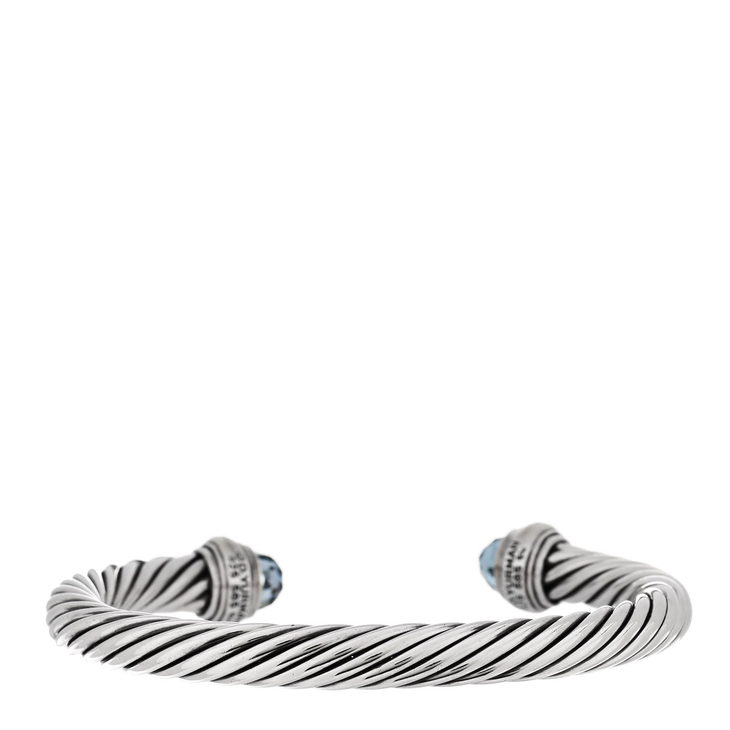 David Yurman Sterling Silver 14K Yellow Gold Blue Topaz 7mm Cable Classics Bracelet 2 of 3