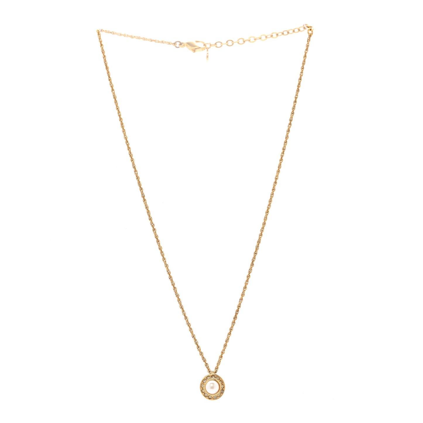 Crystal Pearl Pendant Necklace Gold