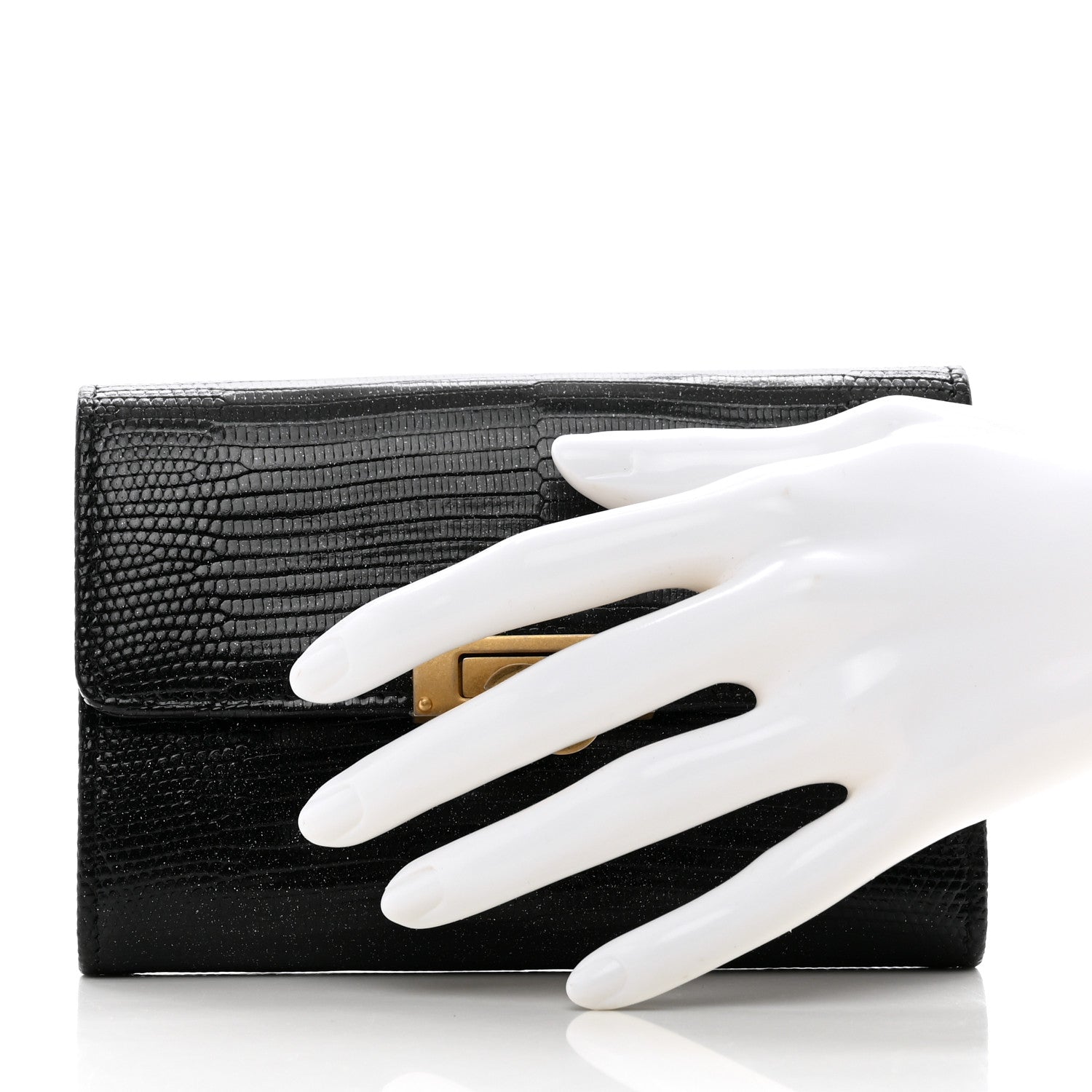 Chanel Lizard Small Golden Class Flap Wallet Black 2 of 8