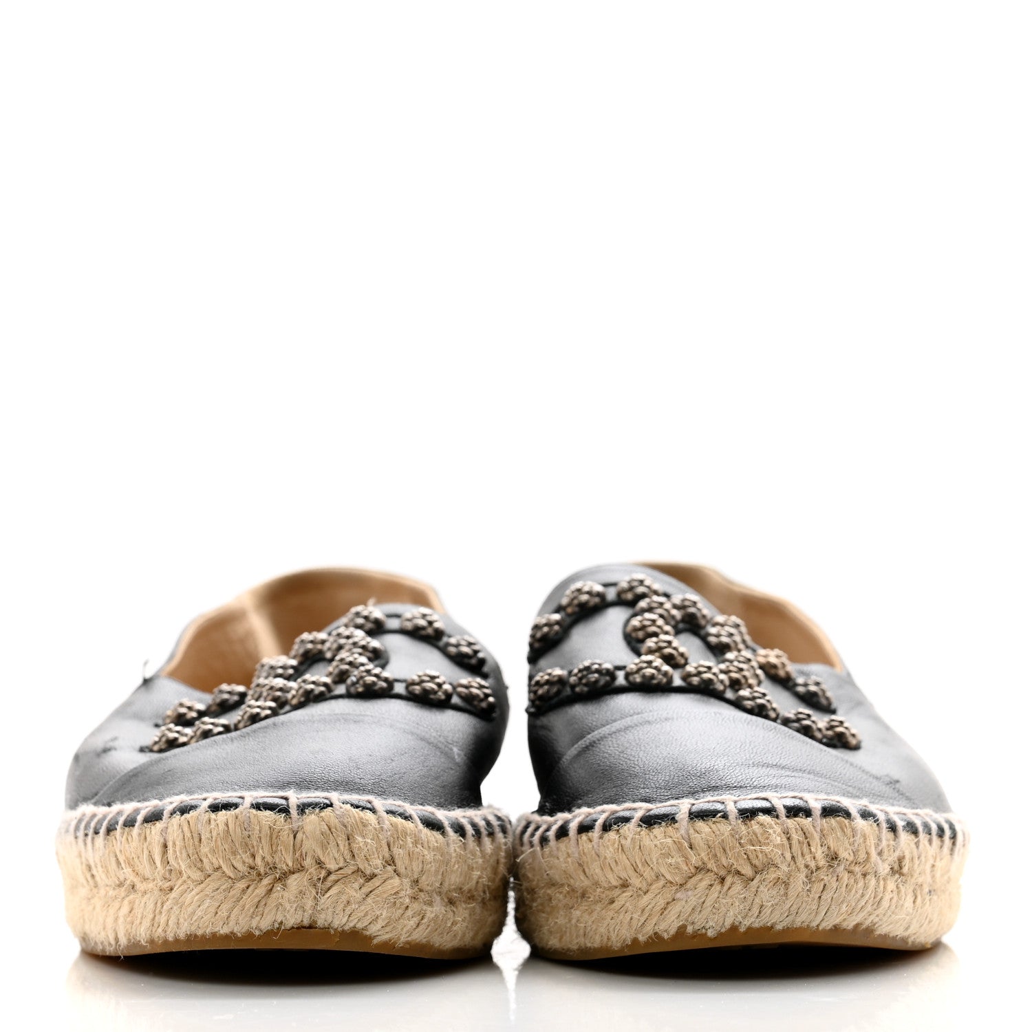Chanel Lambskin Camellia CC Stud Espadrilles 40 Black 2 of 11