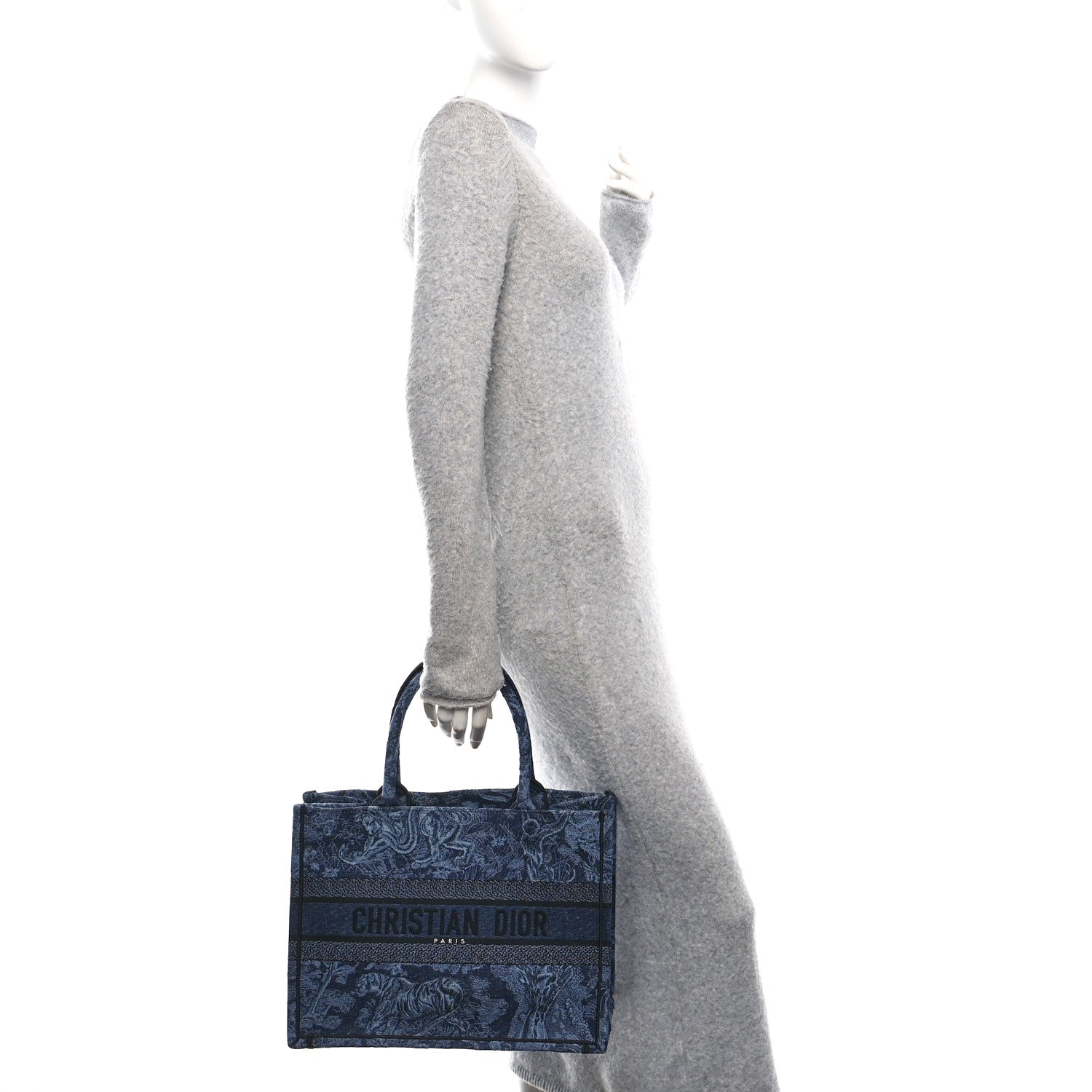 Christian Dior Canvas Embroidered Medium Dioriviera Toile De Jouy Book Tote Blue Black 2 of 10