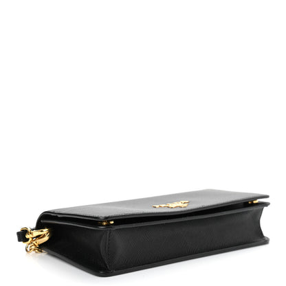 Prada Saffiano Metal Oro Mini Bag Black 3 of 9