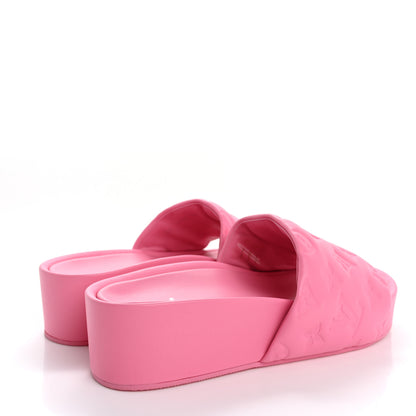 Louis Vuitton Lambskin Embossed Monogram Jumbo Flatform Mule Sandals 38 Rose Pop 5 of 10