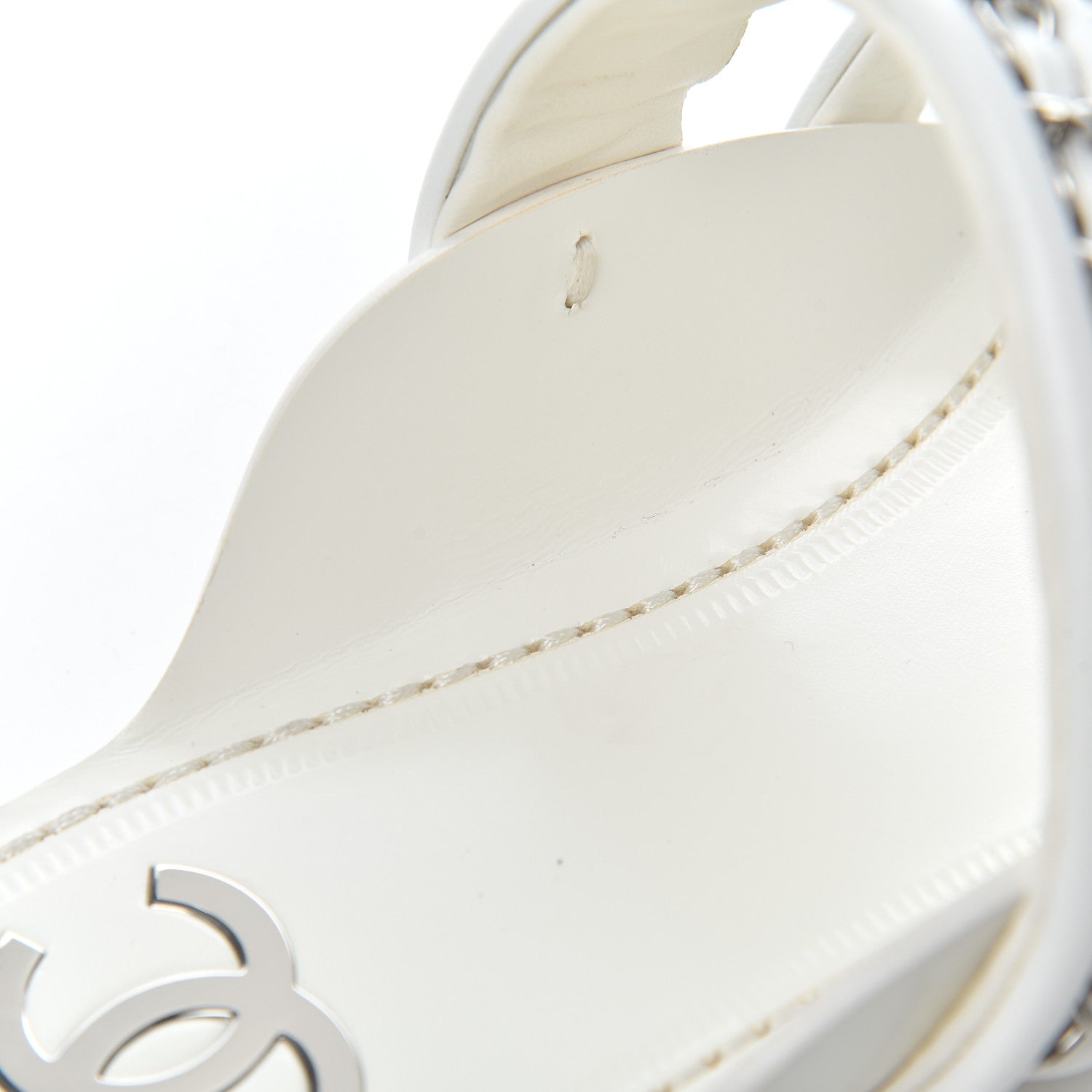 Chanel Calfskin Chain CC Thong Flat Sandals 41 White 9 of 15