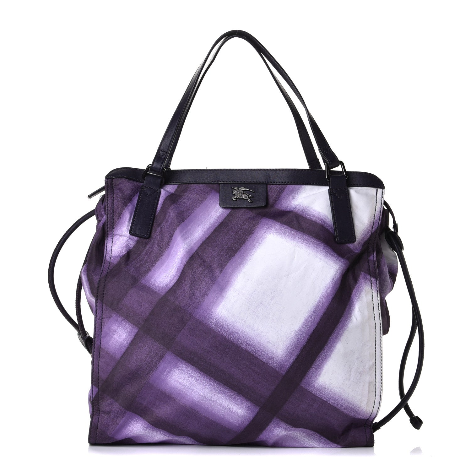 Burberry Nylon Check Small Buckleigh Packable Tote Purple White 1 of 7