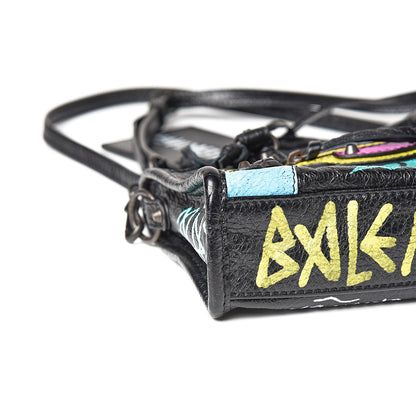Balenciaga Agneau Graffiti Classic Hardware Nano City Black Multicolor 7 of 9