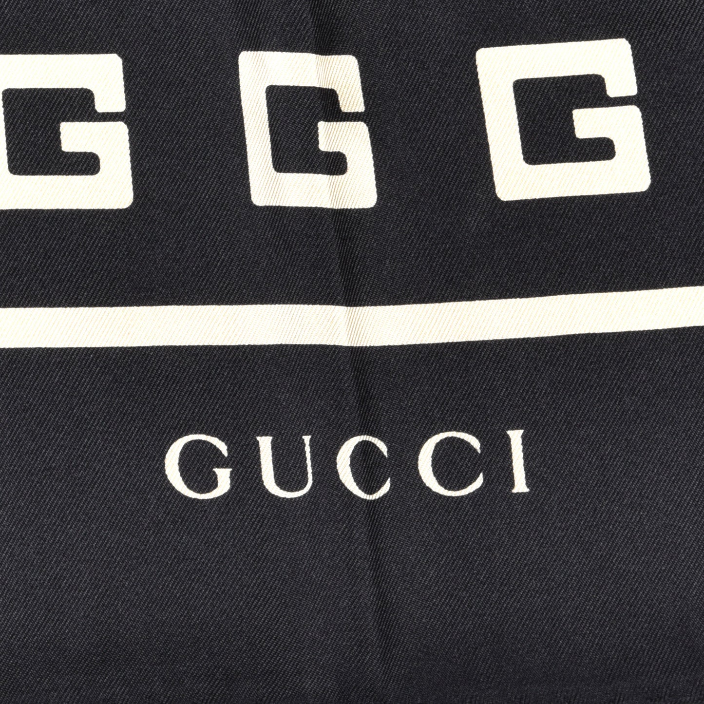 Silk Twill G Square Scarf Black White
