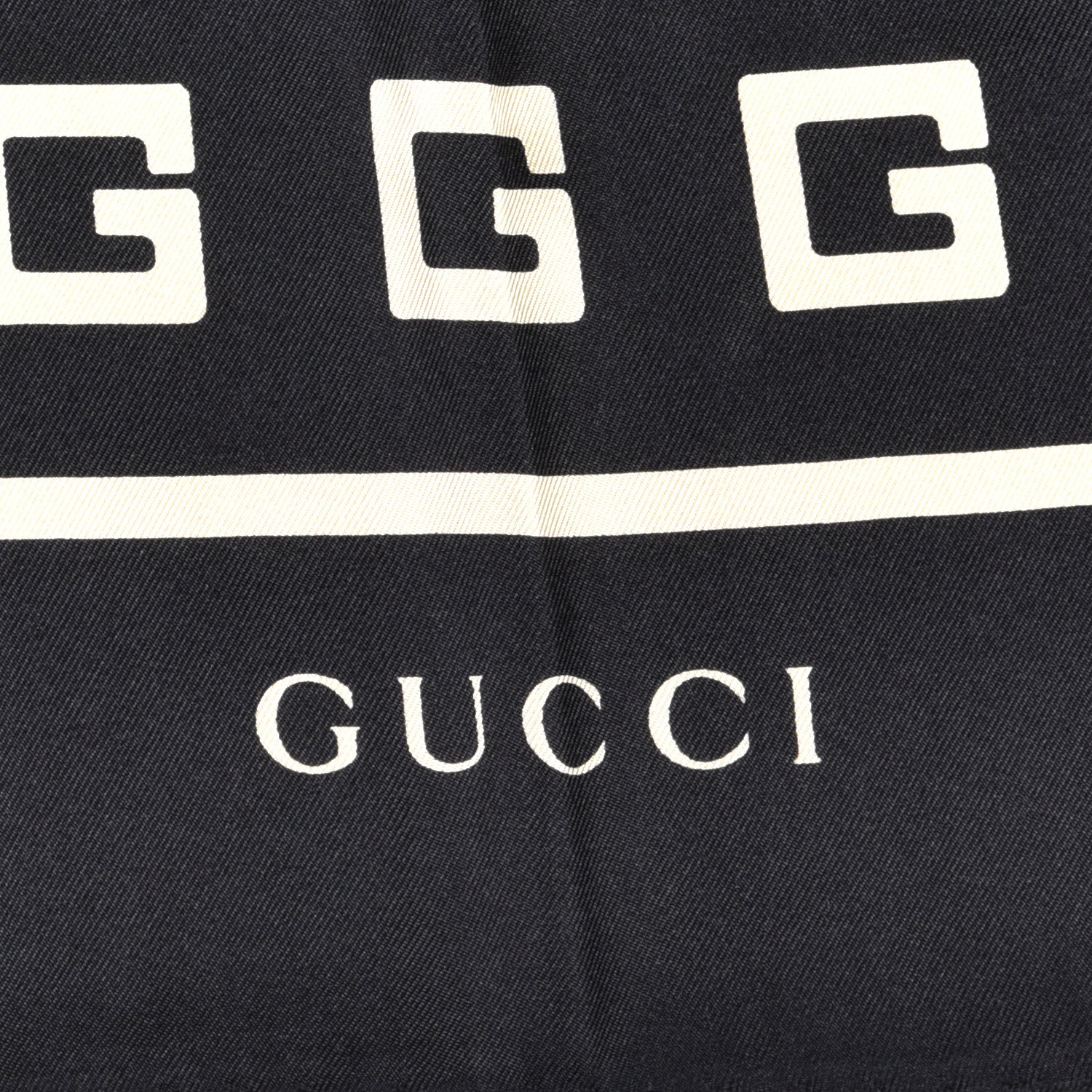 Gucci Silk Twill G Square Scarf Black White 3 of 4