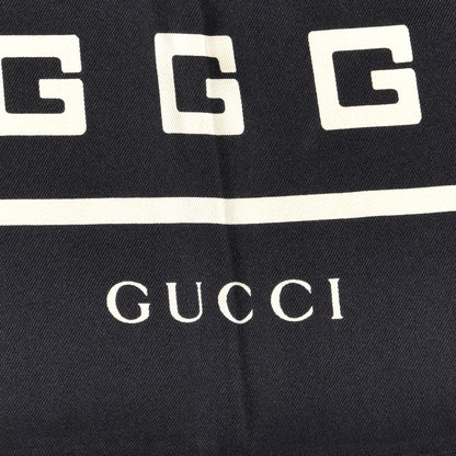 Gucci Silk Twill G Square Scarf Black White 3 of 4