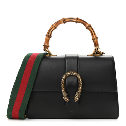 Gucci Moon Calfskin Web Medium Dionysus Bamboo Top Handle Bag Black 1 of 10