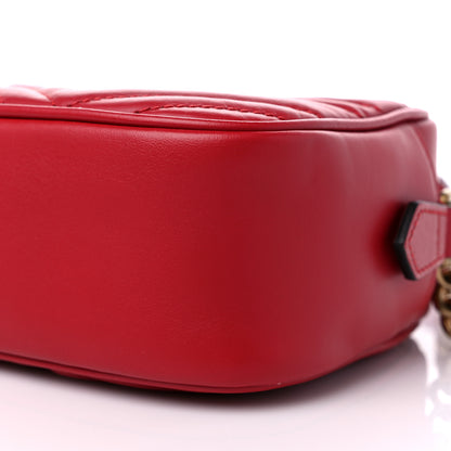 Gucci Calfskin Matelasse Small GG Marmont Chain Shoulder Bag Hibiscus Red 9 of 9