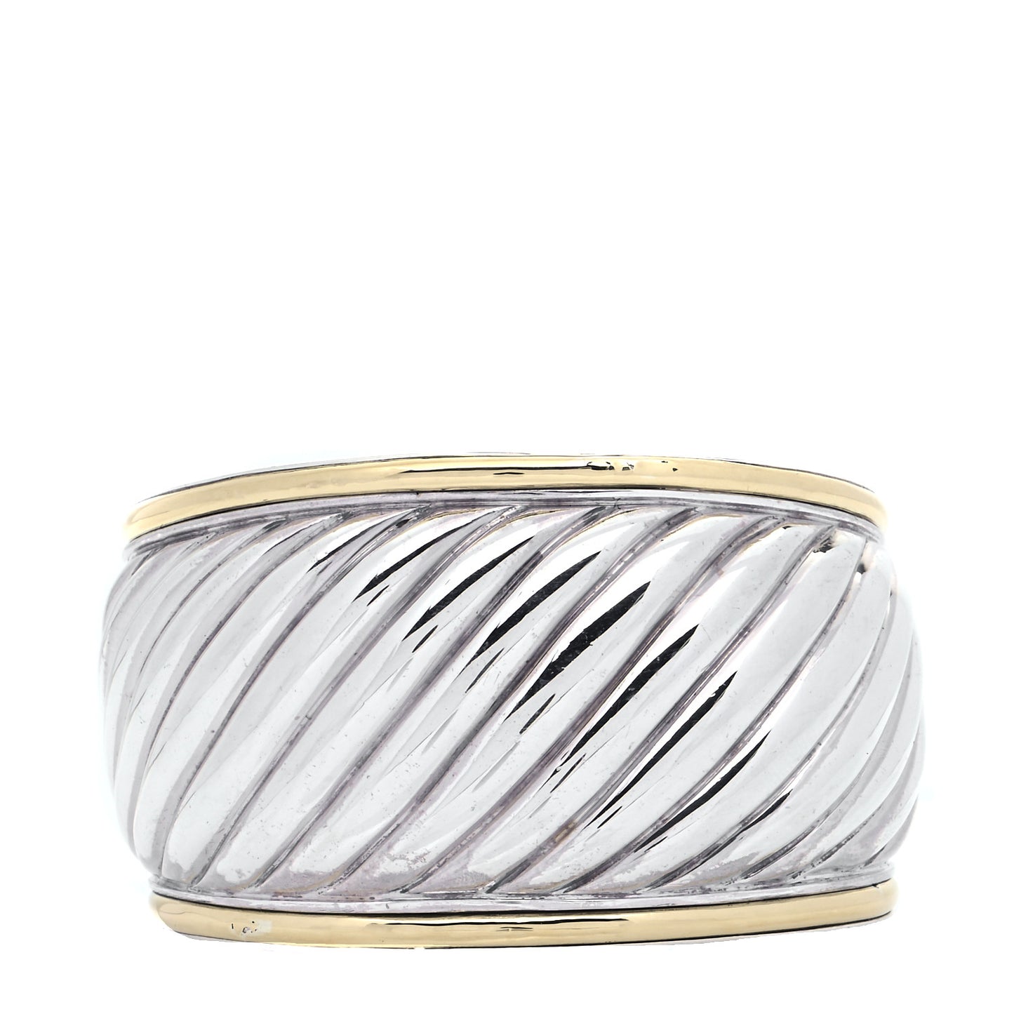 Sterling Silver 18K Yellow Gold 41mm Sculpted Cable Cuff Bracelet