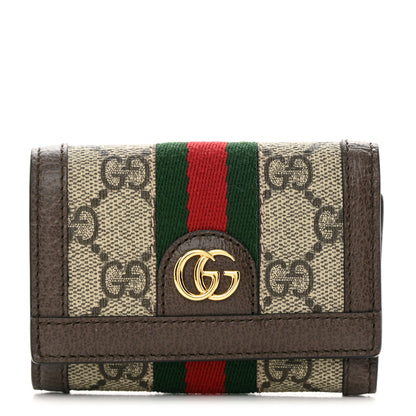 Gucci GG Supreme Monogram Web Ophidia Bi-Fold Wallet Beige New Acero 1 of 8
