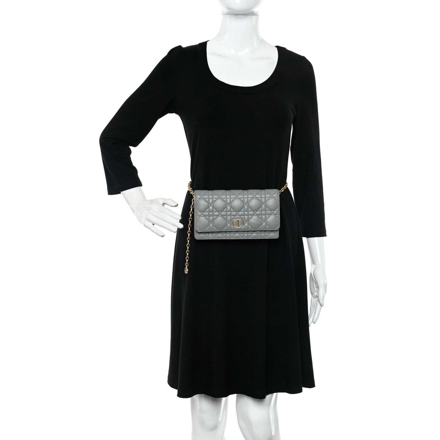 Christian Dior Supple Calfskin Caro Pouch with Chain Cloud Blue 2 of 11