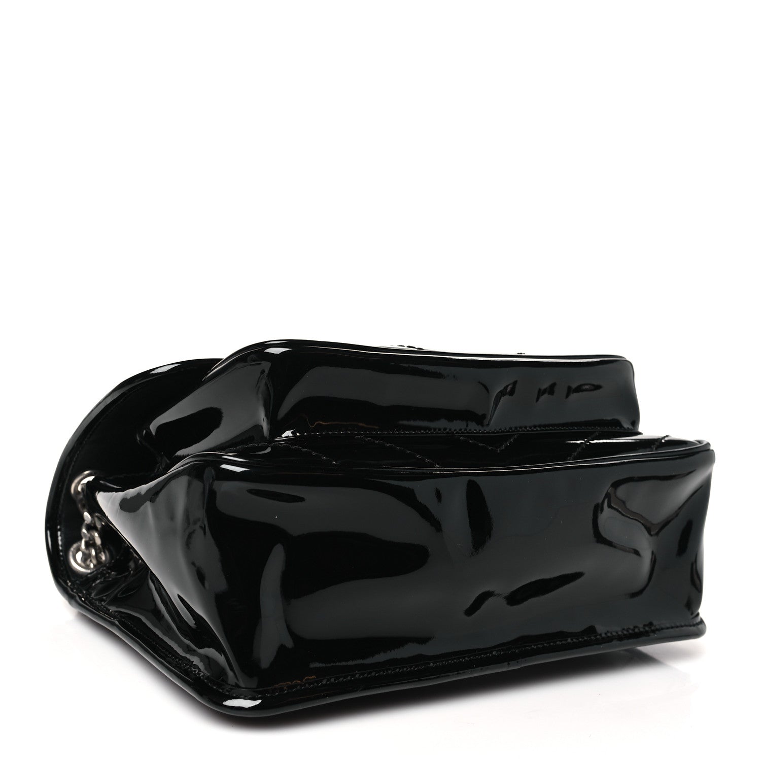 Saint Laurent Faux Patent Matelasse Monogram Medium Niki Chain Satchel Black 4 of 10