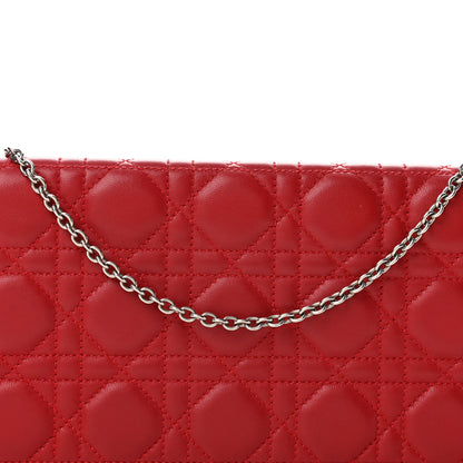Christian Dior Lambskin Cannage Rendezvous Chain Wallet Red 8 of 13