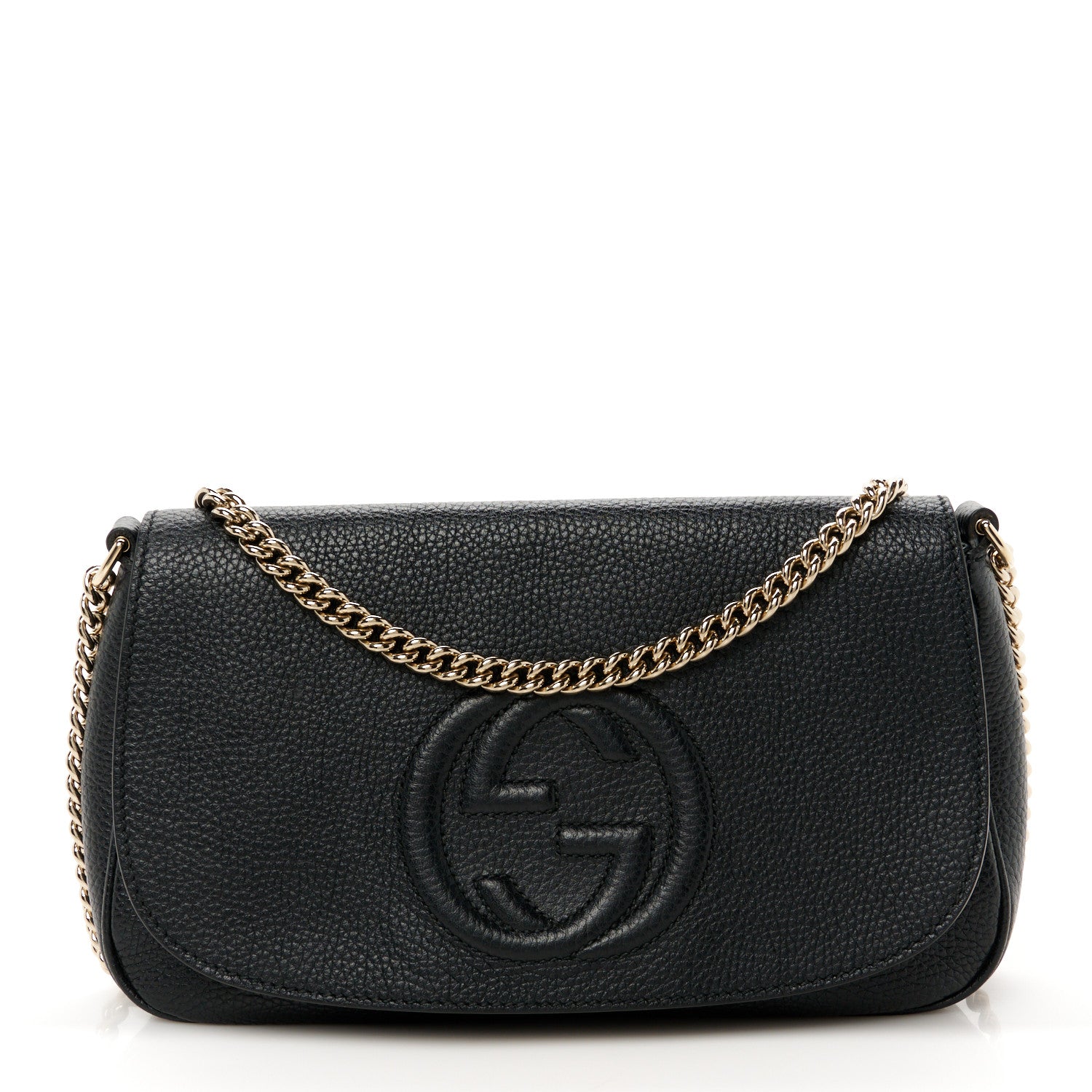 Gucci Pebbled Calfskin Medium Soho Flap Crossbody Black 1 of 11