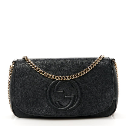 Gucci Pebbled Calfskin Medium Soho Flap Crossbody Black 1 of 11