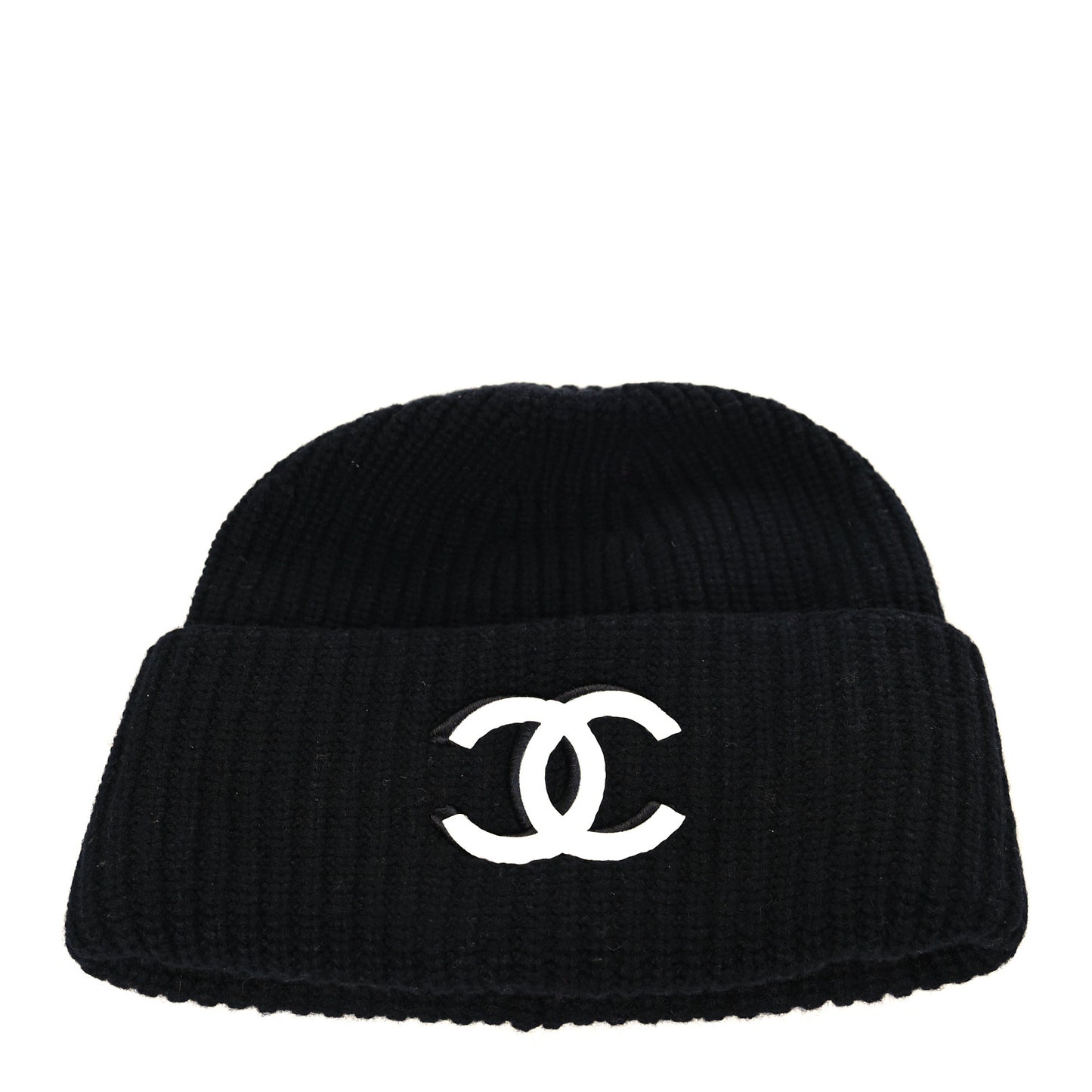 Wool Cashmere CC Beanie Hat Light Black White